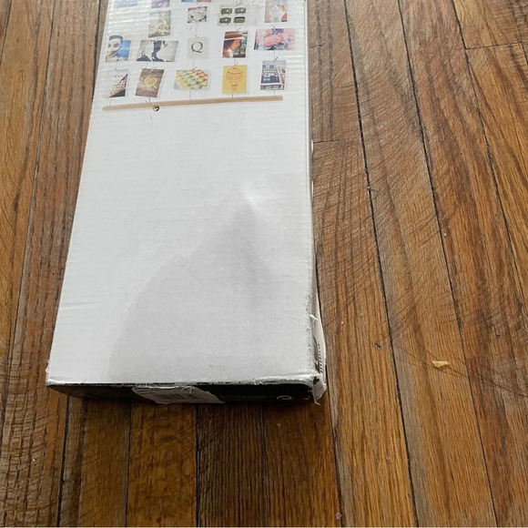 Hanging photo collage with two wood wall mounts, and rope with clothespins - Picture 12 of 12